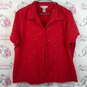 Sag Harbor button up tshirt tee stars star ⭐️ Red Button-Up Blouse shirt
